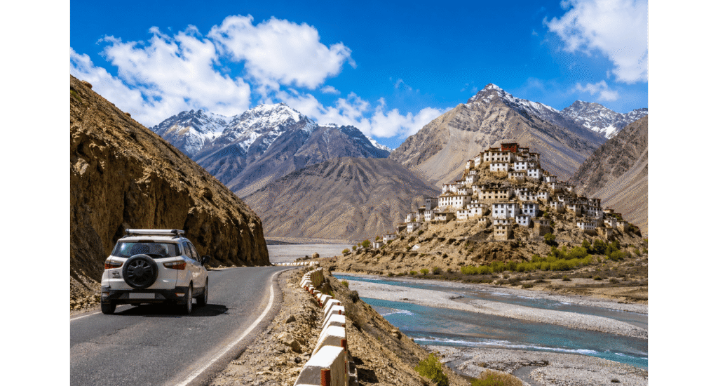 Scenic Spiti Valley road trip through Himalayan mountain roads during the best travel season for a safe adventure.