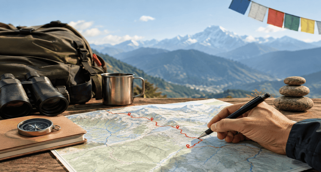Mountain road trip route planning